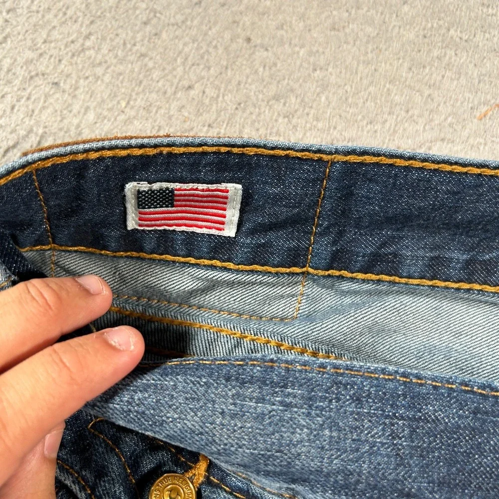 True‎ Religion Ricky Straight Jeans Mens 38 40x33 Flap Pockets Western USA Made